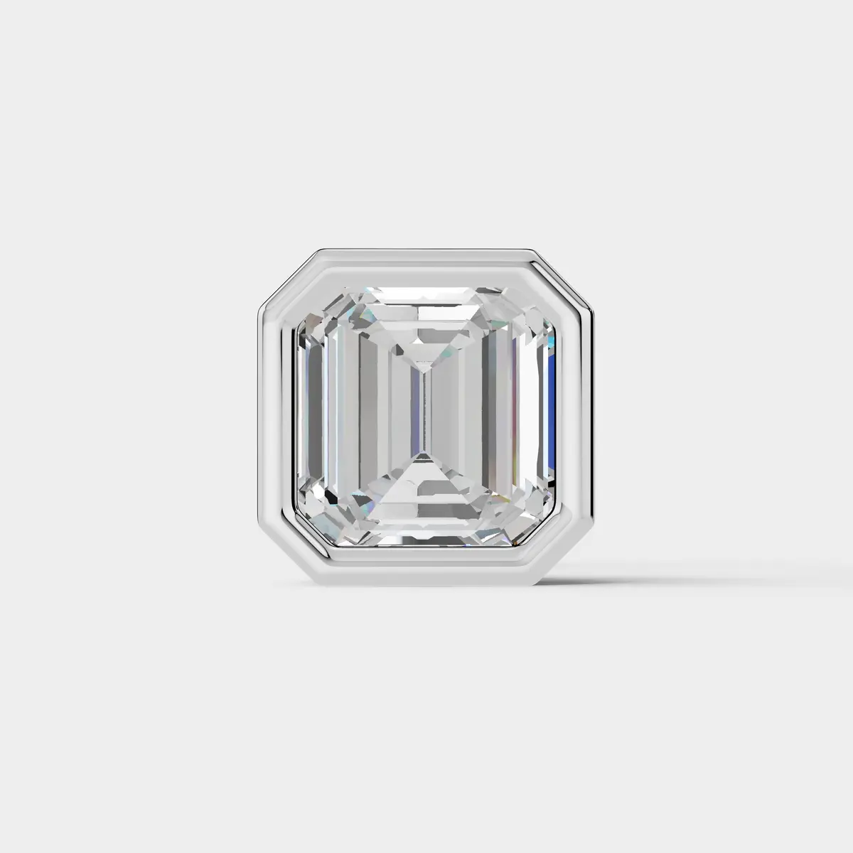 Asscher Cut Diamond Bezel Stud Earring